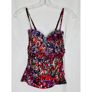 Gottex Profile multi/pink tankini swim suit top women's size 6 - NWT